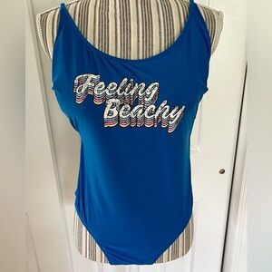 NWT No Boundaries Bright Blue one piece bathing suit size 11-13